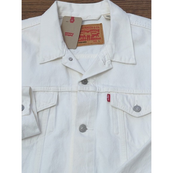 Levi's Men's White Denim Jean Jacket Trucker Sz L $90 - Picture 4 of 7
